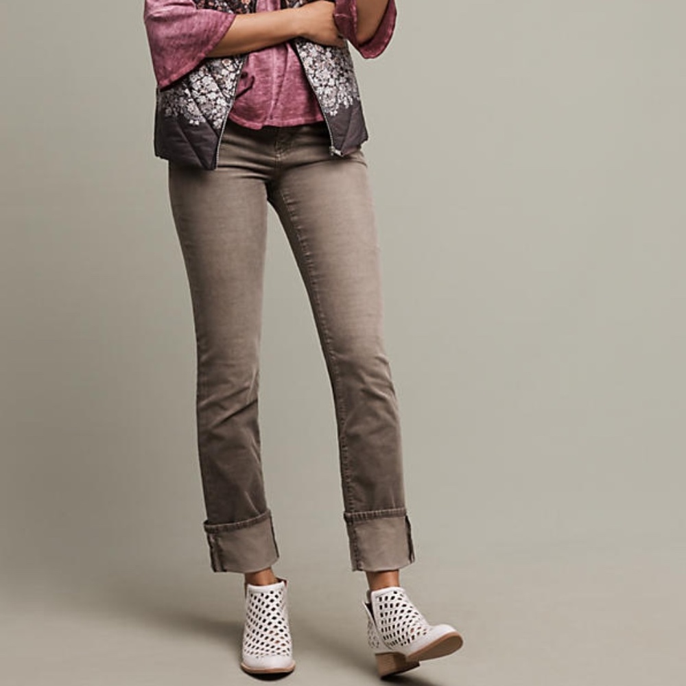 Pilcro Parallel Mid-Rise Cuffed Corduroys Pants